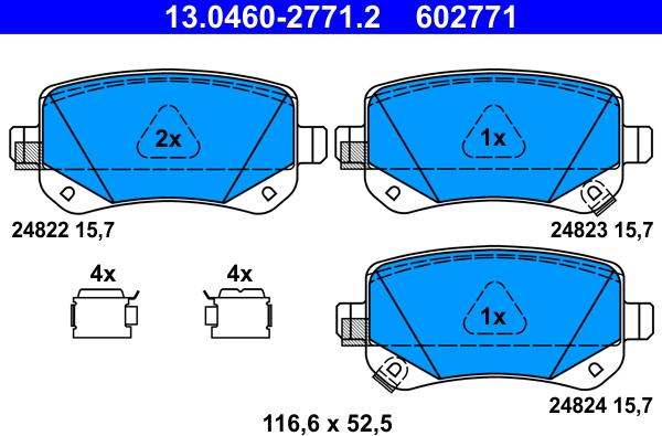 ATE 13.0460-2771.2 - Тормозные колодки, дисковые, комплект unicars.by