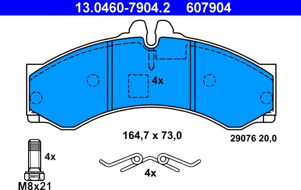 ATE 13.0460-7904.2 - Тормозные колодки, дисковые, комплект unicars.by