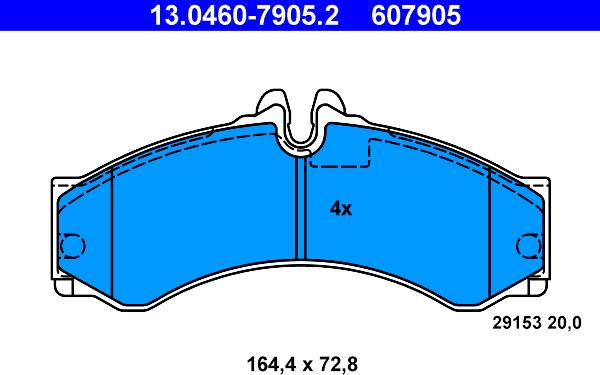 ATE 13.0460-7905.2 - Тормозные колодки, дисковые, комплект unicars.by