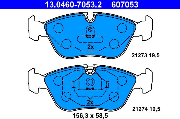 ATE 13.0460-7053.2 - Тормозные колодки, дисковые, комплект unicars.by