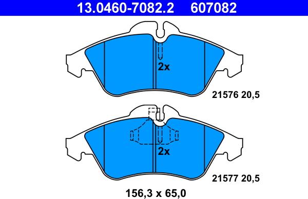 ATE 13.0460-7082.2 - Тормозные колодки, дисковые, комплект unicars.by