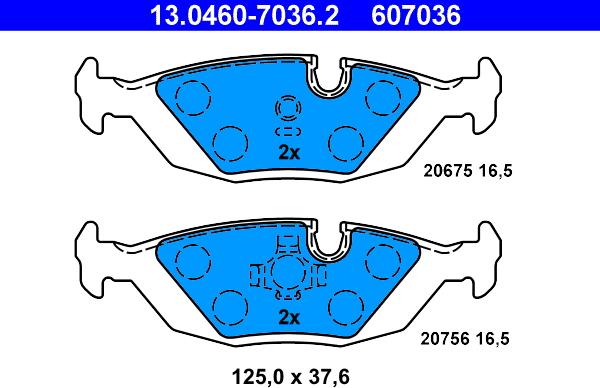 ATE 13.0460-7036.2 - Тормозные колодки, дисковые, комплект unicars.by