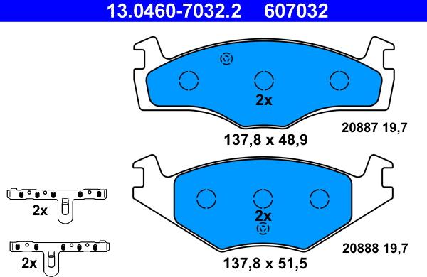 ATE 13.0460-7032.2 - Тормозные колодки, дисковые, комплект unicars.by