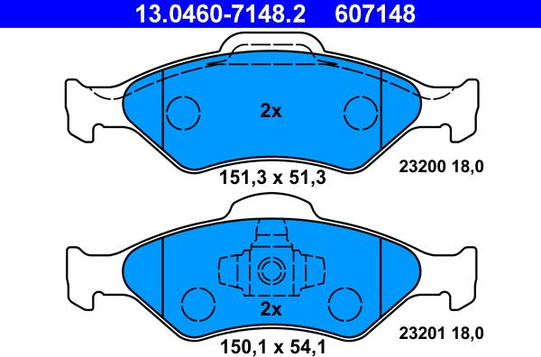 ATE 13.0460-7148.2 - Тормозные колодки, дисковые, комплект unicars.by