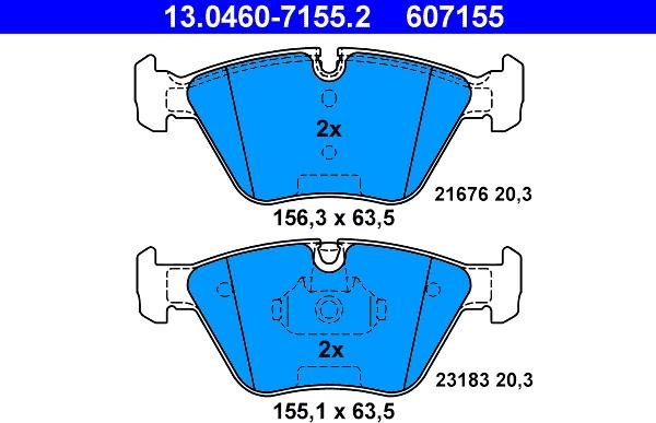 ATE 13.0460-7155.2 - Тормозные колодки, дисковые, комплект unicars.by