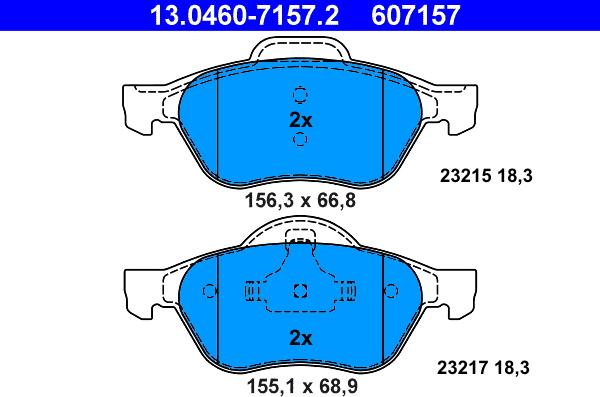 ATE 13.0460-7157.2 - Тормозные колодки, дисковые, комплект unicars.by