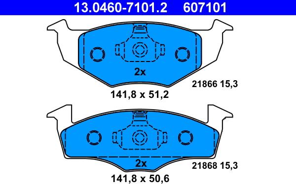 ATE 13.0460-7101.2 - Тормозные колодки, дисковые, комплект unicars.by