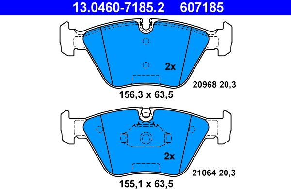 ATE 13.0460-7185.2 - Тормозные колодки, дисковые, комплект unicars.by