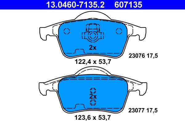 ATE 13.0460-7135.2 - Тормозные колодки, дисковые, комплект unicars.by