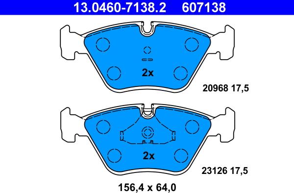 ATE 13.0460-7138.2 - Тормозные колодки, дисковые, комплект unicars.by