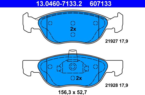 ATE 13.0460-7133.2 - Тормозные колодки, дисковые, комплект unicars.by