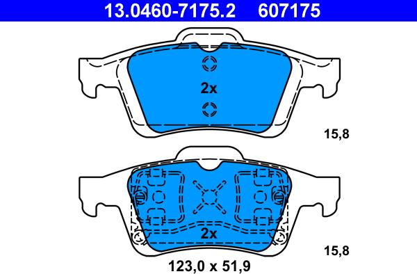 ATE 13.0460-7175.2 - Тормозные колодки, дисковые, комплект unicars.by