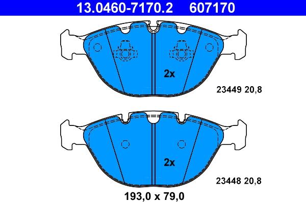 ATE 13.0460-7170.2 - Тормозные колодки, дисковые, комплект unicars.by