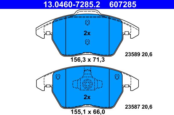 ATE 13.0460-7285.2 - Тормозные колодки, дисковые, комплект unicars.by