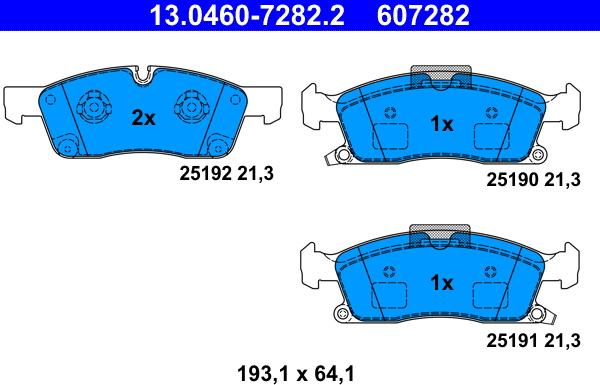 ATE 13.0460-7282.2 - Тормозные колодки, дисковые, комплект unicars.by