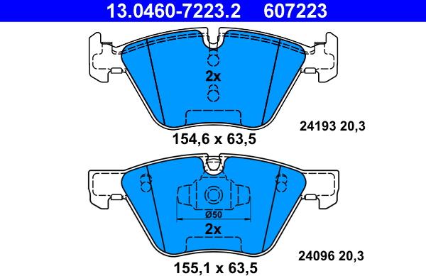 ATE 13.0460-7223.2 - Тормозные колодки, дисковые, комплект unicars.by