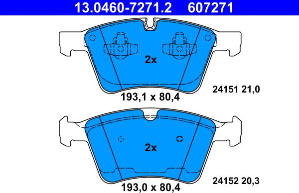 ATE 13.0460-7271.2 - Тормозные колодки, дисковые, комплект unicars.by