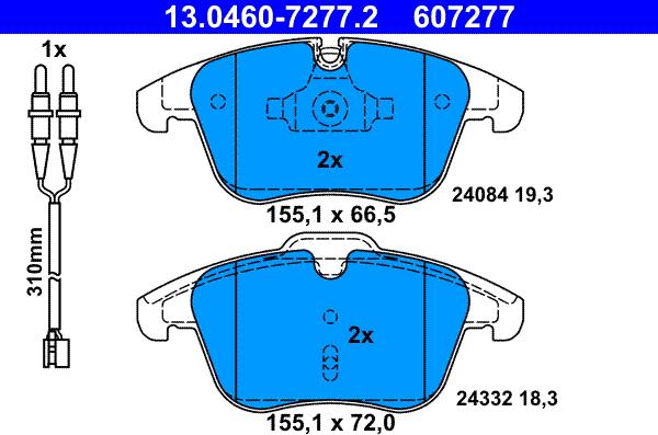 ATE 13.0460-7277.2 - Тормозные колодки, дисковые, комплект unicars.by