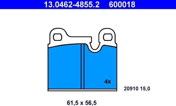 ATE 13.0462-4855.2 - Тормозные колодки, дисковые, комплект unicars.by