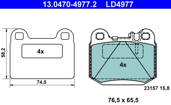 ATE 13.0470-4977.2 - Тормозные колодки, дисковые, комплект unicars.by