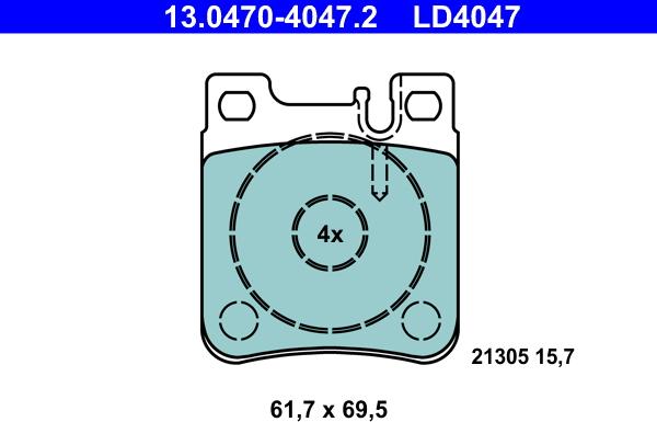 ATE 13.0470-4047.2 - Тормозные колодки, дисковые, комплект unicars.by