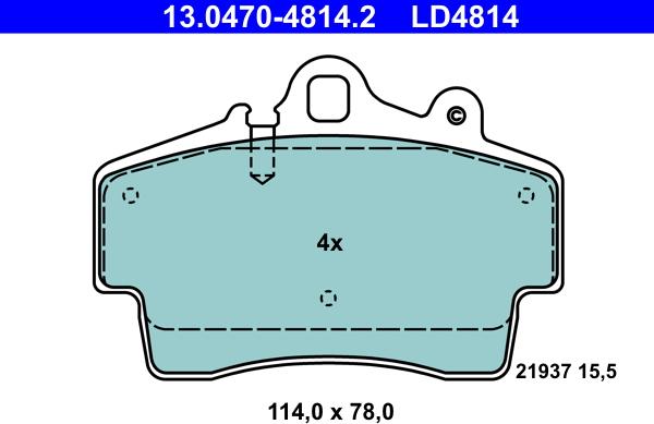 ATE 13.0470-4814.2 - Тормозные колодки, дисковые, комплект unicars.by