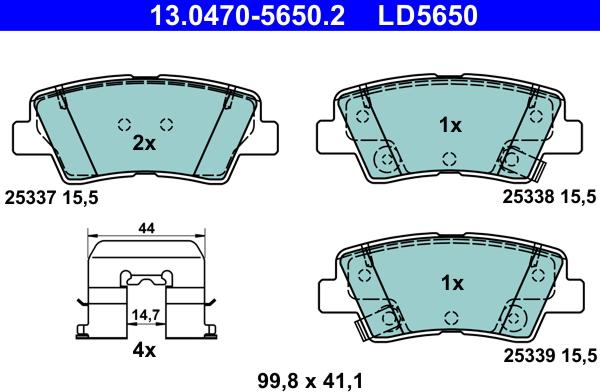 ATE 13.0470-5650.2 - Тормозные колодки, дисковые, комплект unicars.by