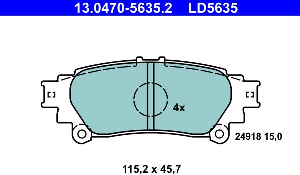 ATE 13.0470-5635.2 - Тормозные колодки, дисковые, комплект unicars.by