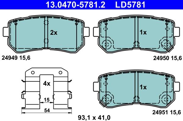 ATE 13.0470-5781.2 - Тормозные колодки, дисковые, комплект unicars.by