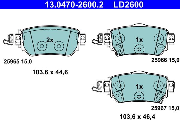 ATE 13.0470-2600.2 - Тормозные колодки, дисковые, комплект unicars.by