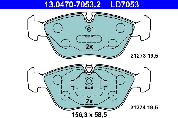 ATE 13.0470-7053.2 - Тормозные колодки, дисковые, комплект unicars.by