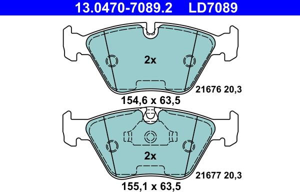 ATE 13.0470-7089.2 - Тормозные колодки, дисковые, комплект unicars.by