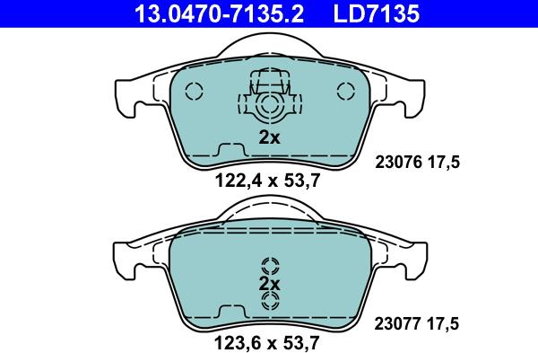 ATE 13.0470-7135.2 - Тормозные колодки, дисковые, комплект unicars.by