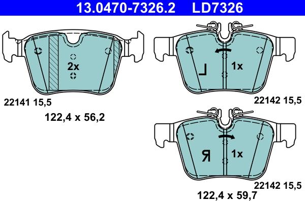 ATE 13.0470-7326.2 - Тормозные колодки, дисковые, комплект unicars.by