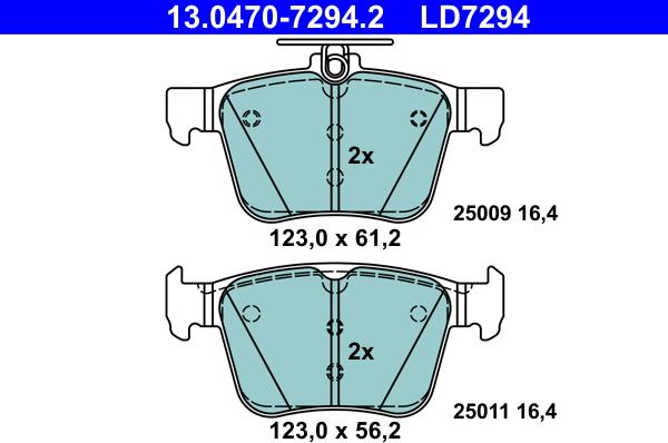 ATE 13.0470-7294.2 - Тормозные колодки, дисковые, комплект unicars.by