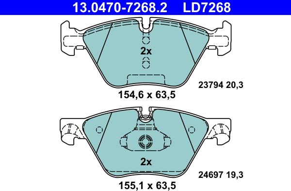 ATE 13.0470-7268.2 - Тормозные колодки, дисковые, комплект unicars.by