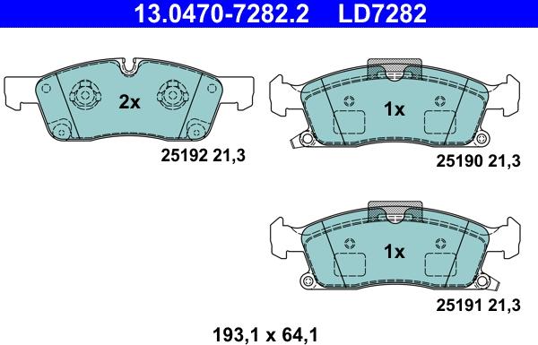 ATE 13.0470-7282.2 - Тормозные колодки, дисковые, комплект unicars.by