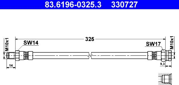 ATE 83.6196-0325.3 - Тормозной шланг unicars.by