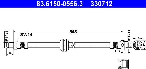 ATE 83.6150-0556.3 - Тормозной шланг unicars.by