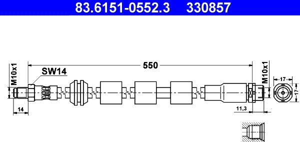 ATE 83.6151-0552.3 - Тормозной шланг unicars.by