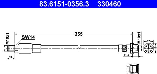 ATE 83.6151-0356.3 - Тормозной шланг unicars.by