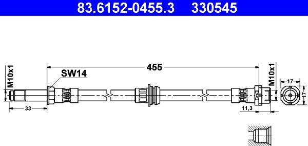 ATE 83.6152-0455.3 - Тормозной шланг unicars.by