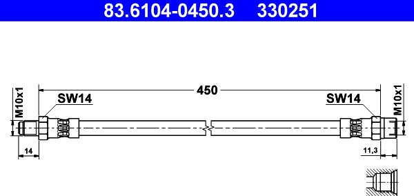 ATE 83.6104-0450.3 - Тормозной шланг unicars.by