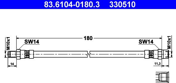 ATE 83.6104-0180.3 - Тормозной шланг unicars.by