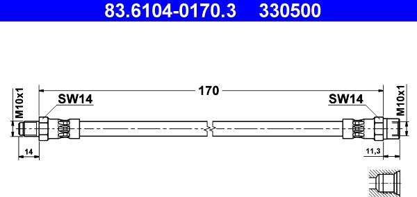 ATE 83.6104-0170.3 - Тормозной шланг unicars.by