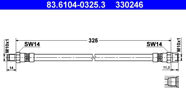 ATE 83.6104-0325.3 - Тормозной шланг unicars.by