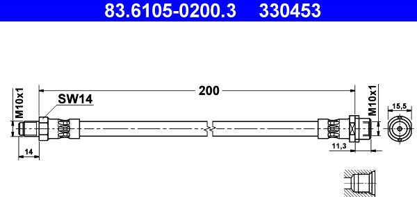 ATE 83.6105-0200.3 - Тормозной шланг unicars.by