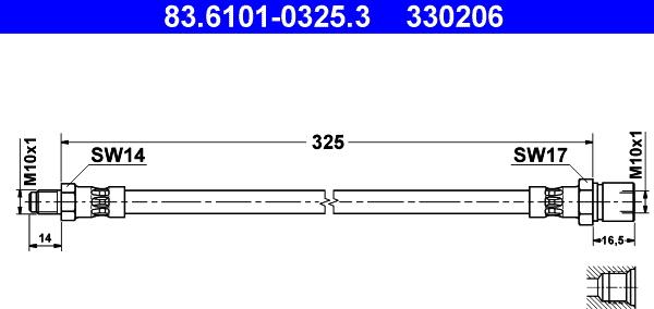 ATE 83.6101-0325.3 - Тормозной шланг unicars.by