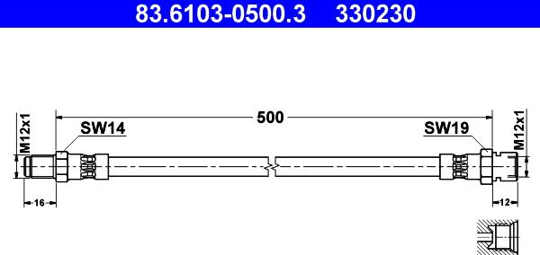 ATE 83.6103-0500.3 - Тормозной шланг unicars.by