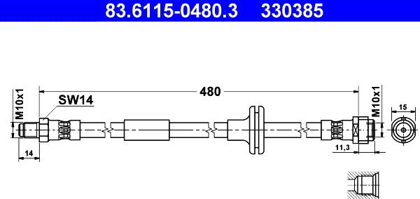 ATE 83.6115-0480.3 - Тормозной шланг unicars.by